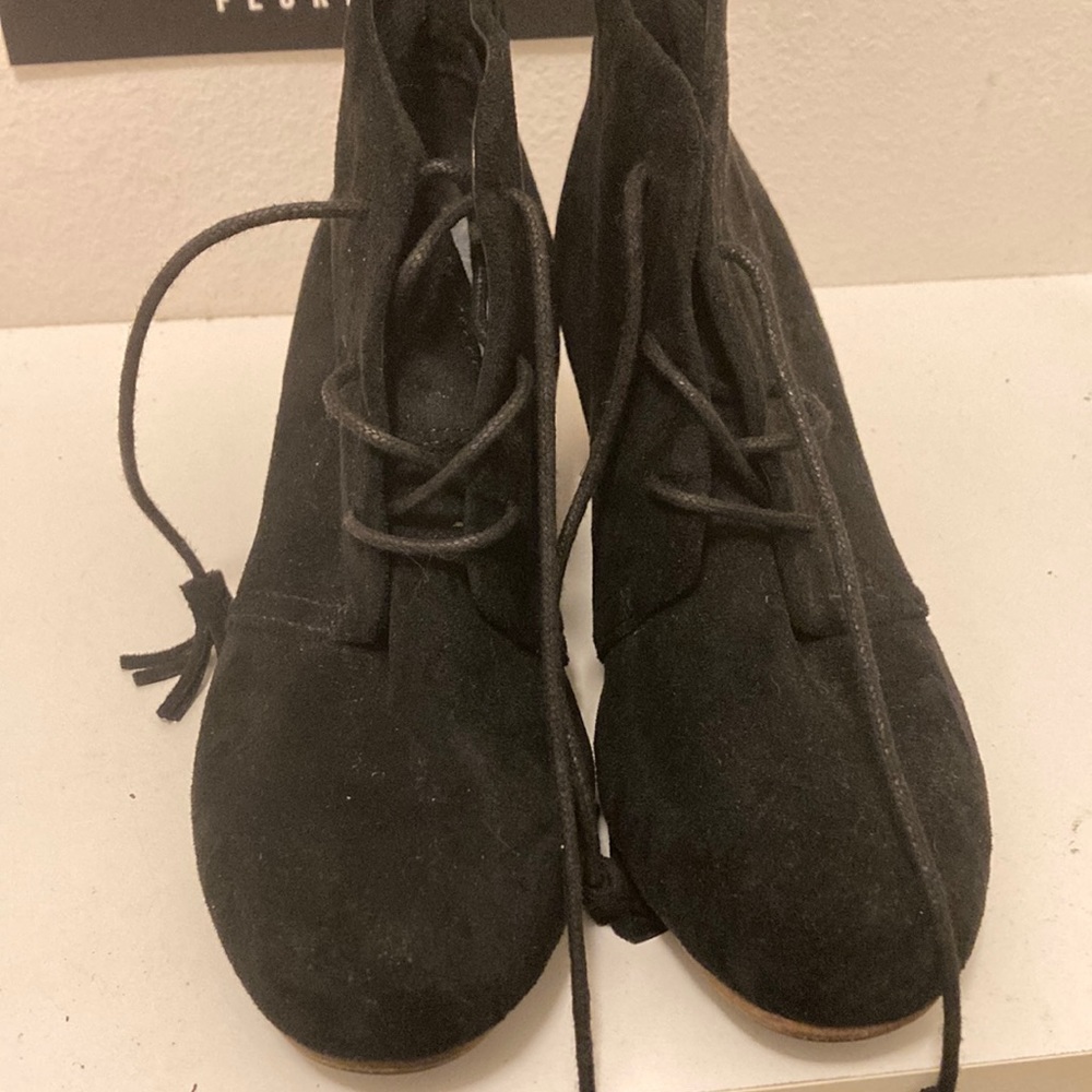Dr scholls black fabric wedges with lace up front size 7.5 US